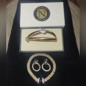 Napier Bracelet New In Box & Post Earrings & Added Unmarked Bracelet